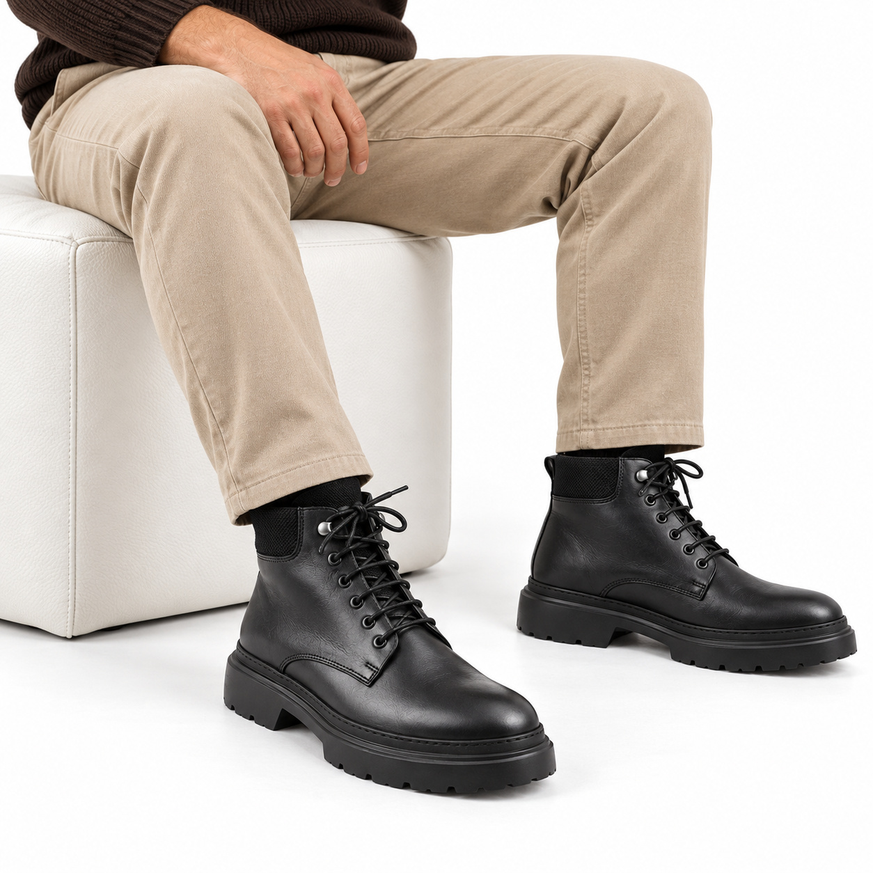 Botte Bottine pour homme 014 noir..........     bottine en cuir homme Maroc